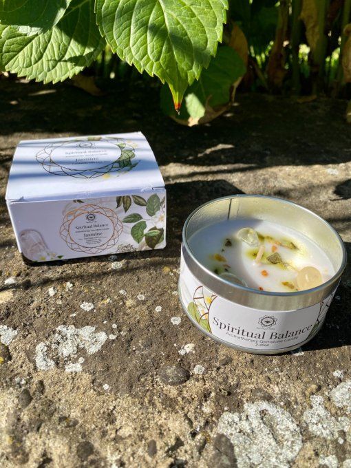 Bougie "Equilibre Spirituel" Cristal de Roche + Jasmin