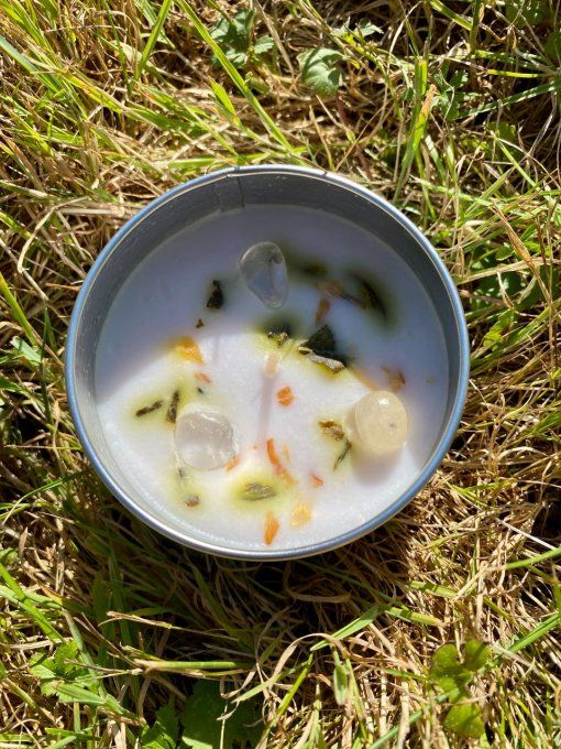 Bougie "Equilibre Spirituel" Cristal de Roche + Jasmin