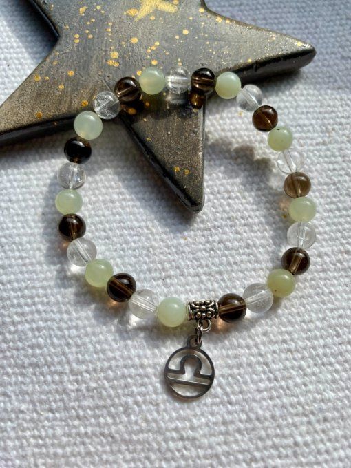 Bracelet "Balance" ♎️ Cristal de roche, Jade, Quartz fumé