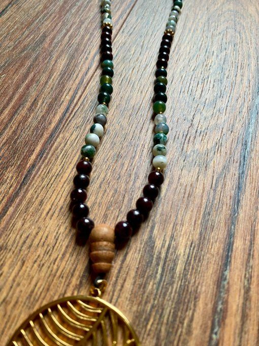 Mala Agate mousse, Agate arbre et grenat